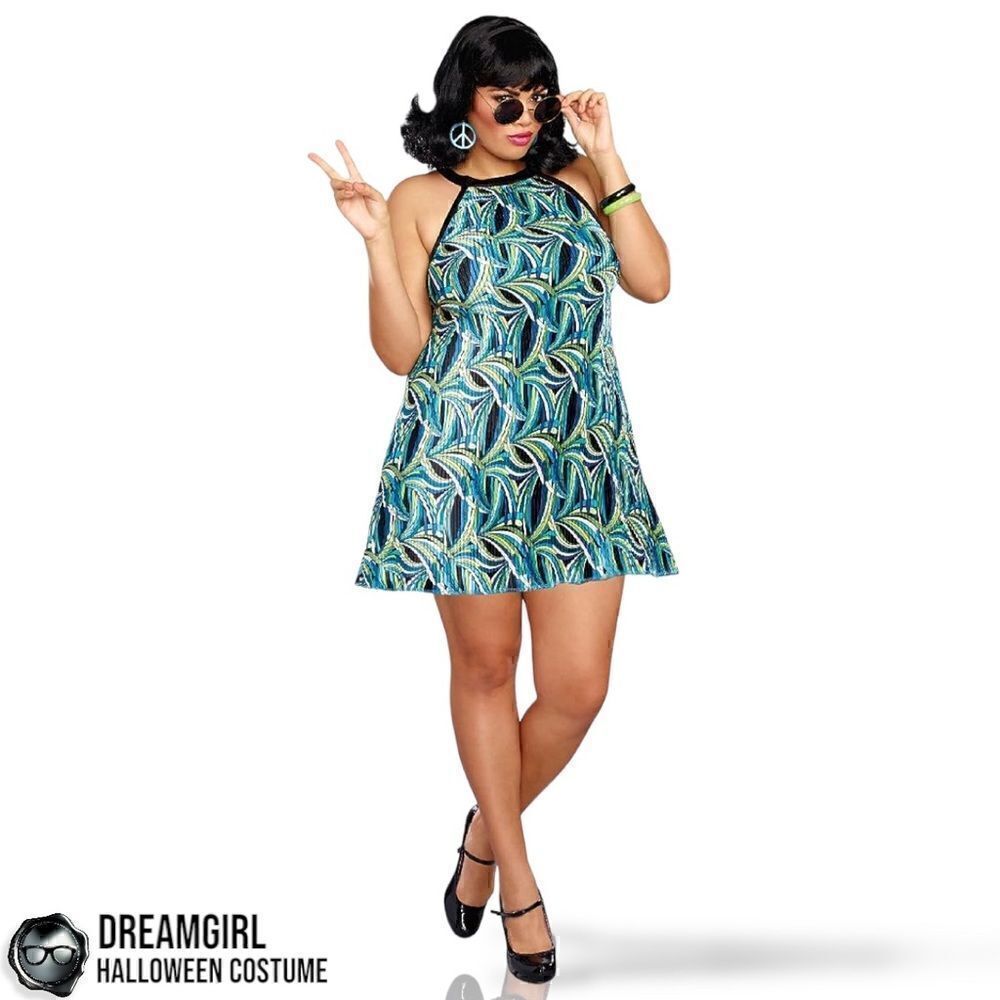 DREAMGIRL THE BEAT GOES ON 1960’s HIPPIE GOGO DANCER PLUS SIZE HALLOWEEN COSTUME